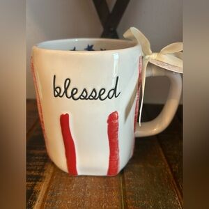 Rae Dunn BLESSED Patriotic Mug Stars And Stripes American Flag July 4th NEW